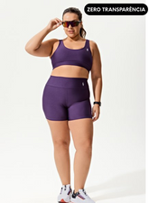 Conjunto Roxo Short Bolso Blackout +Top Decote U Mirtilo