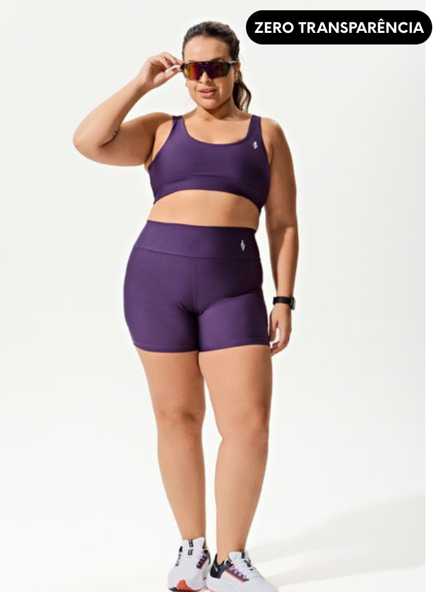 Conjunto Roxo Short Bolso Blackout +Top Decote U Mirtilo