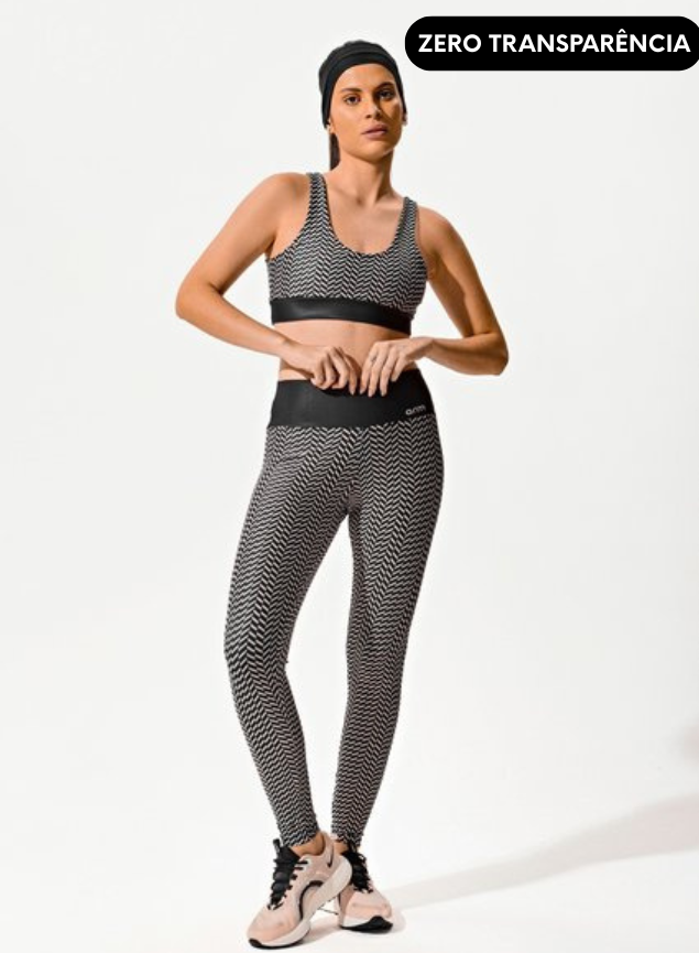 Conjunto Legging Blackout +Top Decote U Estampa Digital Ritmo