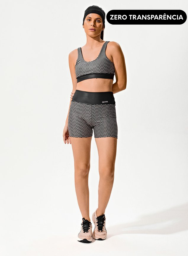 Conjunto Short Blackout +Top Decote U Estampa Digital Ritmo