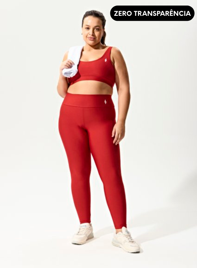 Conjunto Legging Blackout +Top Decote U Vermelho Tomate
