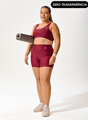 Conjunto Short Blackout +Top Decote U Vermelho Cereja