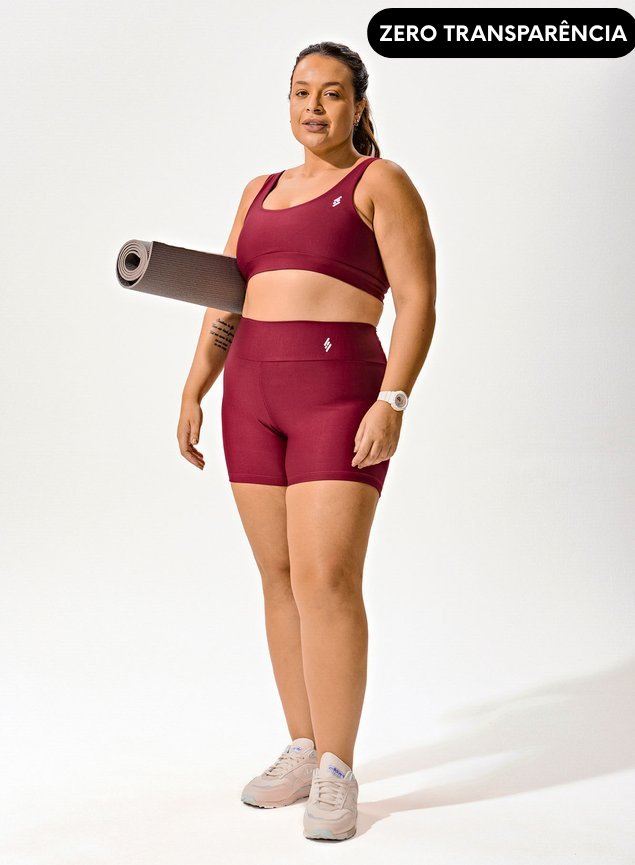 Conjunto Short Blackout +Top Decote U Vermelho Cereja
