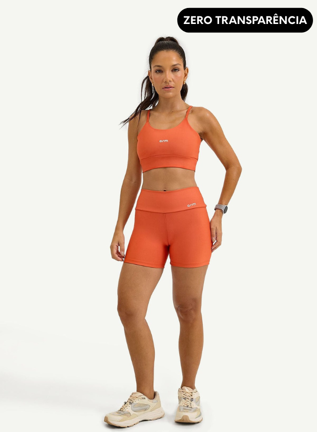 Conjunto feminino fitness short + top terracota