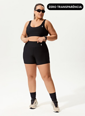 Conjunto Preto Short Bolso Blackout +Top Decote U