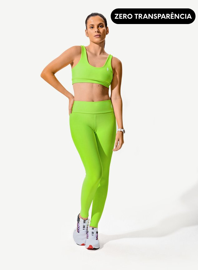Conjunto Verde Legging Bolso Blackout +Top Decote U Lima
