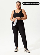 Conjunto Preto Legging Bolso Blackout +Top Decote U