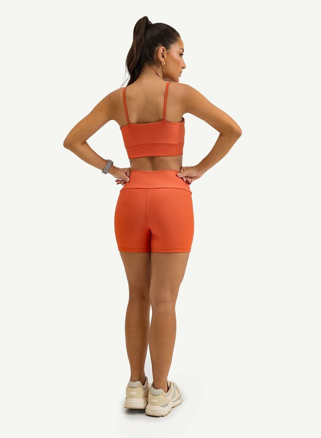 Conjunto feminino fitness short + top terracota
