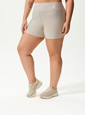 Conjunto Short Blackout +Top Decote U Bege Areia