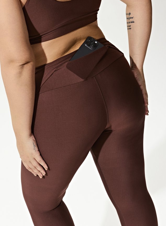 Conjunto Legging Blackout +Top Decote U Marrom Avelã