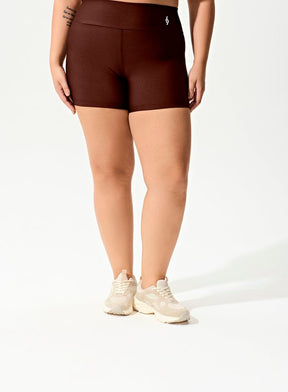 Conjunto Short Blackout +Top Decote U Marrom Avelã