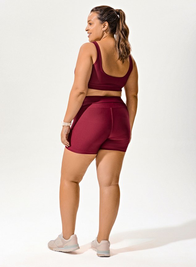 Conjunto Short Blackout +Top Decote U Vermelho Cereja