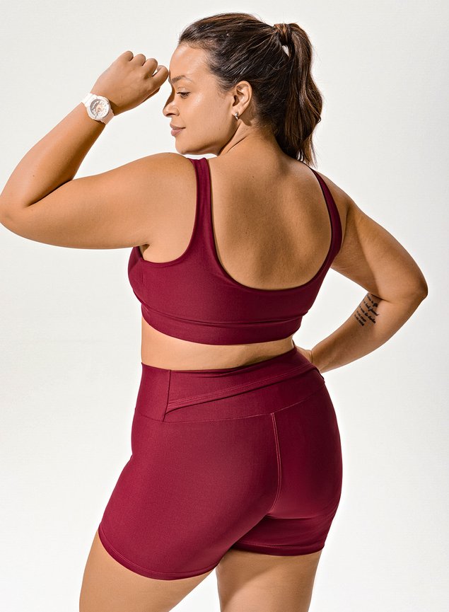 Conjunto Legging Blackout +Top Decote U Vermelho Cereja