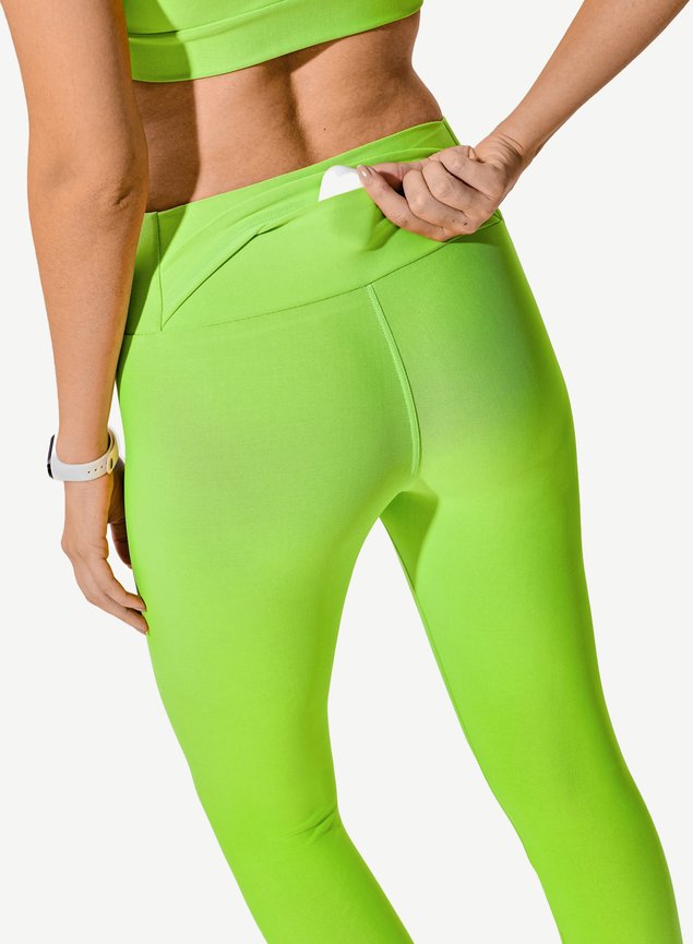 Conjunto Verde Legging Bolso Blackout +Top Decote U Lima