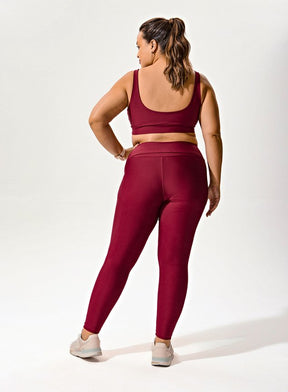 Conjunto Legging Blackout +Top Decote U Vermelho Cereja