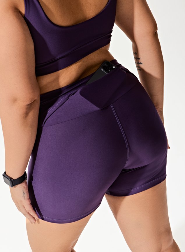 Conjunto Roxo Short Bolso Blackout +Top Decote U Mirtilo