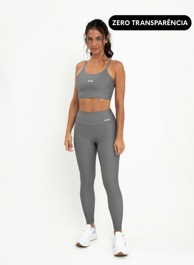 Conjunto Legging Blackout +Top Alça Digital Graphite